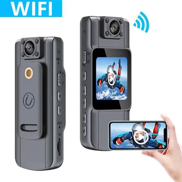 Mini caméra corporelle 4K Full HD Wifi avec écran 1,5 pouces , Enregistrement vidéo, photo, Détection de mouvement et Vision nocturne